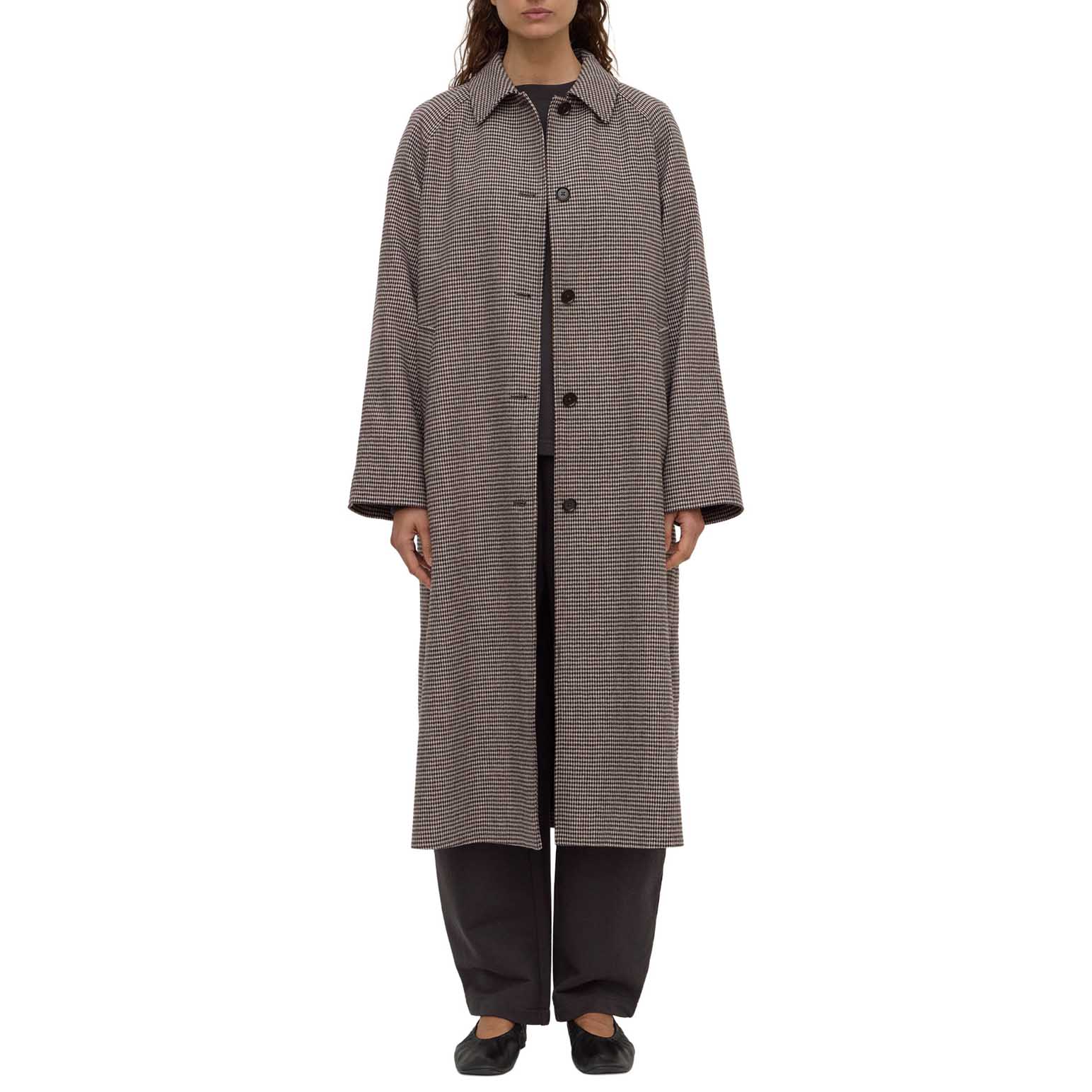 Assembly Label Solana Wool Coat Brown Black Check